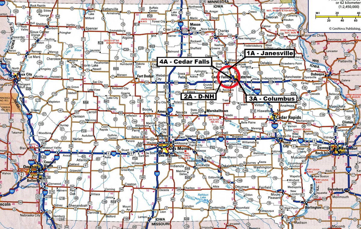 MarkWoodleyTV's tweet photo. That 18-mile circle represents the epicenter of Iowa high school volleyball. Four of the five state champs (Janesville, Dike-New Hartford, Waterloo Columbus, Cedar Falls) all reside within. #iahsvb @KWWL https://t.co/96WT2PCLIA