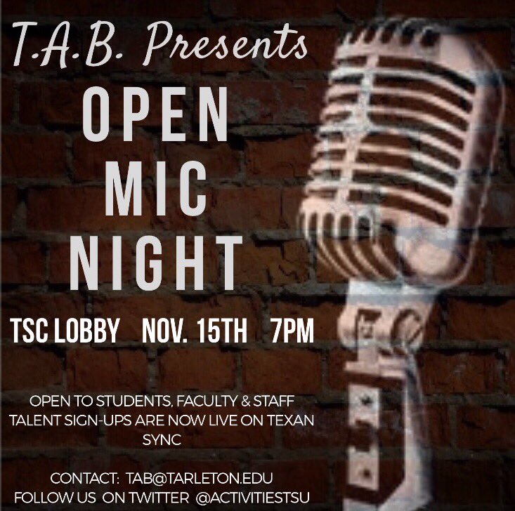 LathesTowns's tweet photo. Tarleton State University here’s your opportunity to show us what you got!! #TarletonGotTalent https://t.co/OU37Ql8gnm
