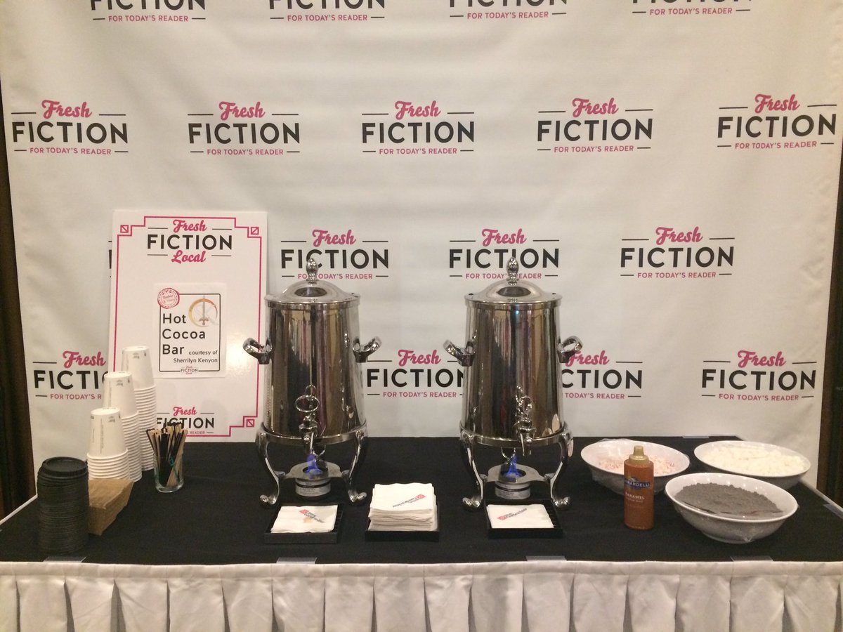 pcsalcedo's tweet photo. Hot chocolate bar sponsored by @kenyonsherrilyn is in progress! And the PJ party is about to begin! #FFRNR https://t.co/Hfo13AI25O