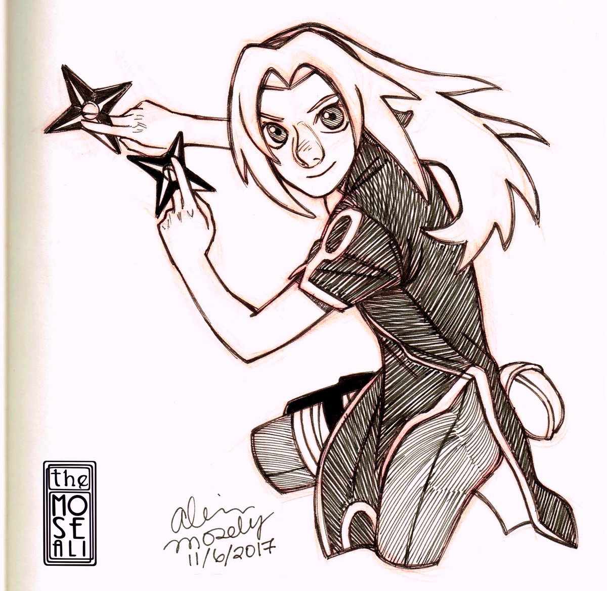 TheMoseali's tweet photo. Haruno Sakura | By Alison Mosely #sakuraharuno #naruto #narutoshippuden #inkdrawing #fanart #artistsontwitter https://t.co/HM1DXjqYQ5