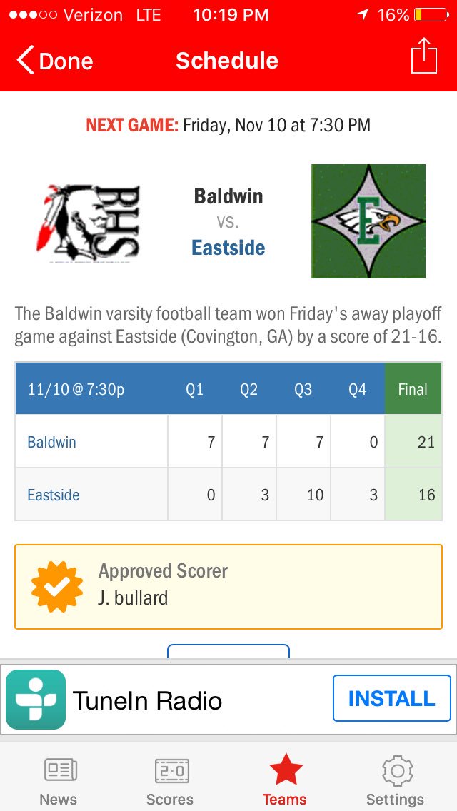 BHS_baseball1's tweet photo. Big congrats to the Baldwin football team tonight advancing to the 2nd round of state with a great win!! https://t.co/bNrDStfyFh