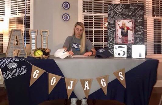 TeamGASoftball's tweet photo. Congrats Addie Renfro on signing your NLI to Augusta University to play Softball!  The Jags just picked up a STUD with an ATTITUDE that hates to lose... @addison_renfroe @AUG_Softball https://t.co/AFpHRBxned