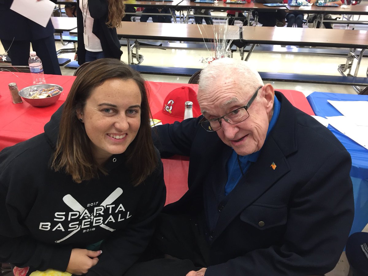 MrsAJSully's tweet photo. This is my Gpa Sully. My students wrote him thank you letters for his service in the Army and it was incredible to watch his eyes light up when they gave them to him today. Happy Veteran’s Day! #LoveMyGPa #LoveMyKiddos #LilTrojans @SpartaTrojans https://t.co/60gg7gcCdk