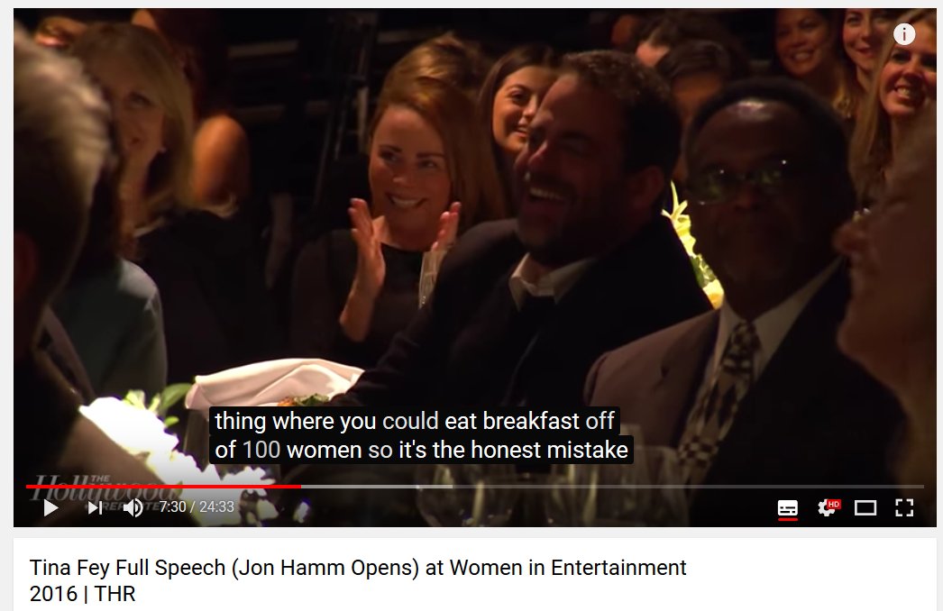 kitshrek's tweet image. so i was watching tina fey's speech at the 2016 women in entertainment breakfast and this happened #BrettRatner