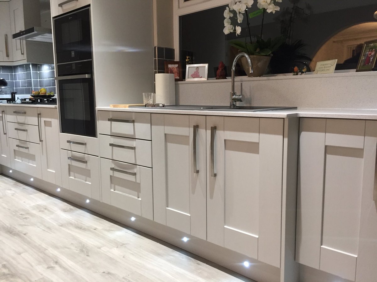 Light grey shaker with <a href="/QuartzformsUK/">Quartzforms UK</a> worktops and @_BakeitYourself appliances by KB Kitchens. #fresh #clean #wow