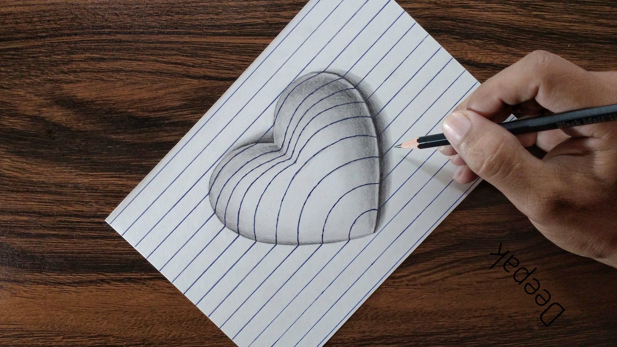 Lined Paper Illusion Drawing 