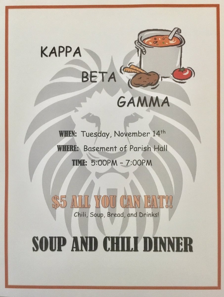 KBG_cmu's tweet photo. Join us Tuesday for a $5 feast in the bottom of the parish hall. Perfect dinner for these chilly days 🔥 https://t.co/nqm9kf8VoA