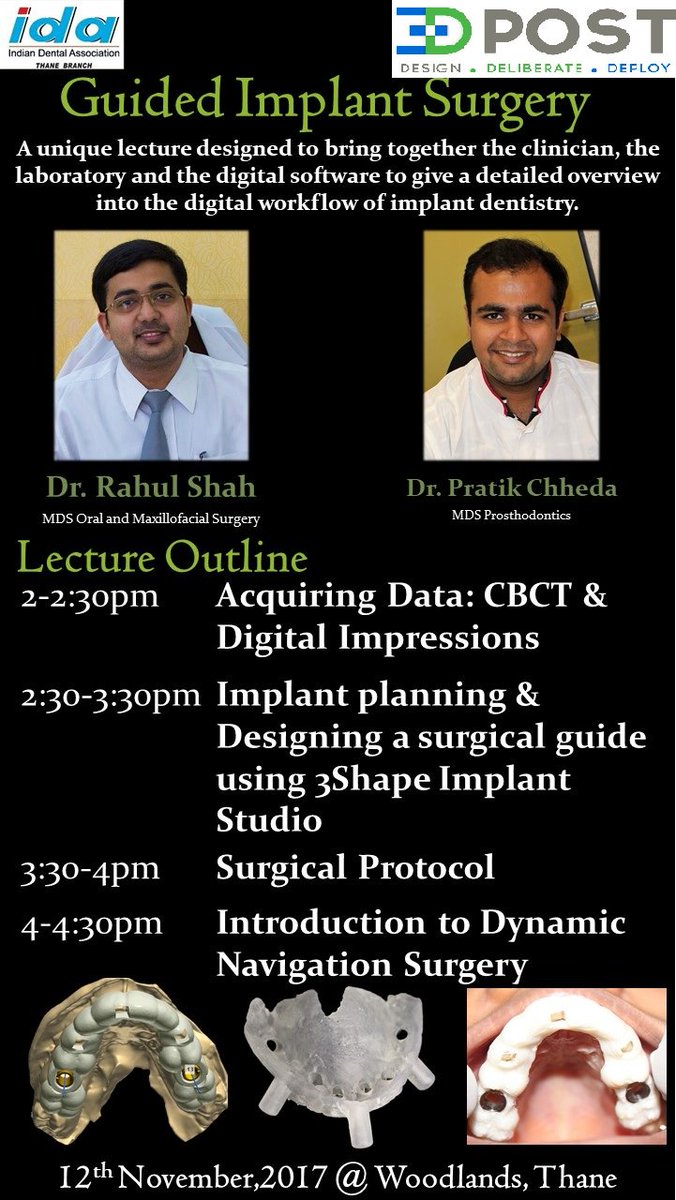 3d_post's tweet image. We are excited to be a part of the CDE Program organized by IDA THANE 
Come meet us and learn about the Guided procedures for Dental Implants.