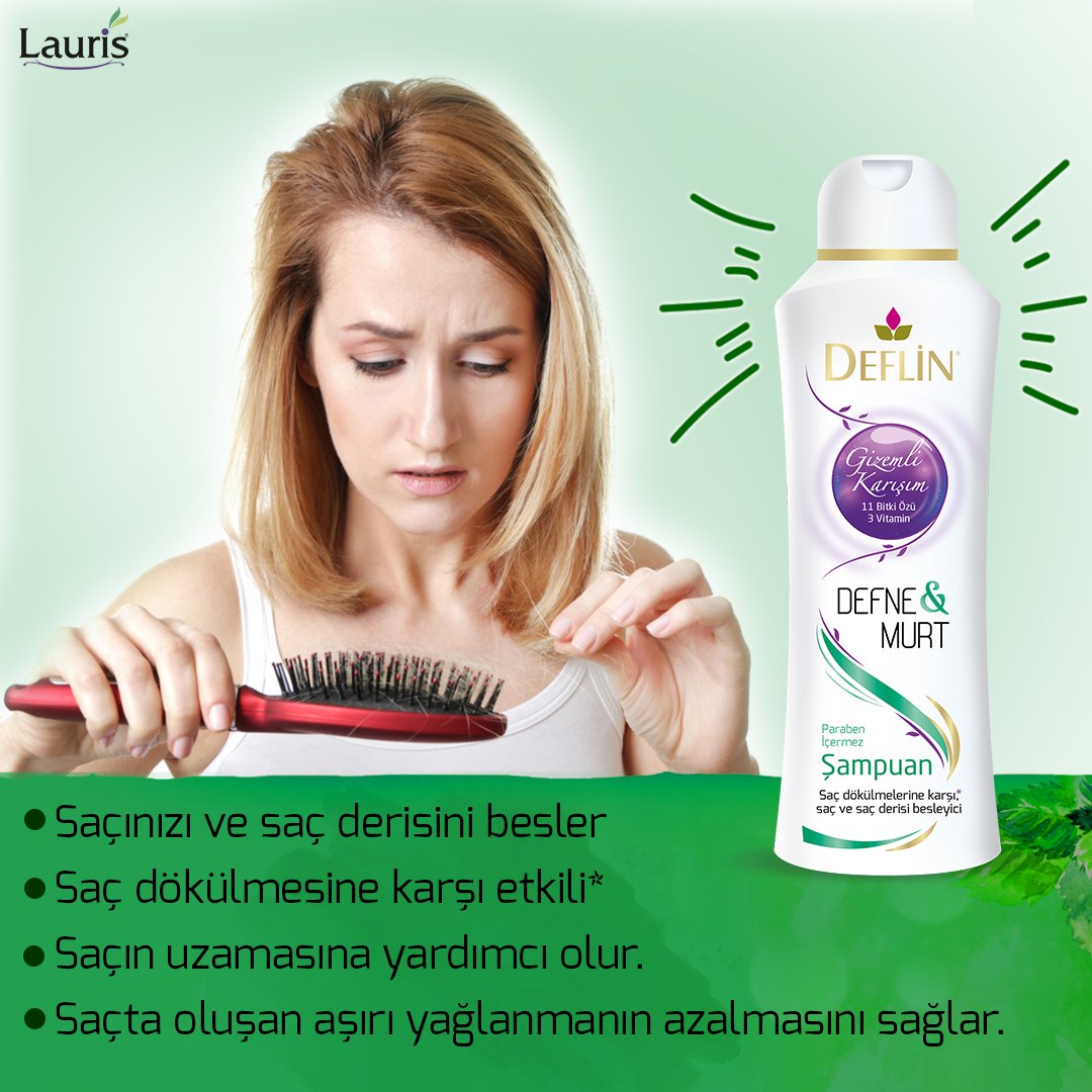 deflinturkiye's tweet photo. Her saçınızı taradığınızda bu manzara ile karşılaşmak canınızı mı sıkıyor? Deflin Defne &amp; Murt Şampuanı içerisindeki 11 bitki özü ve 3 güçlü vitamin ile saçı ve saç derisini besleyerek saç dökülmesini önlemeye yardımcı olur. 
#deflin
#defne
#murt https://t.co/322TOd1Wzp
