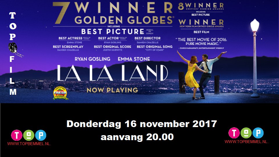 Topbemmel's tweet photo. A.s donderdag 16 november de film 'La La Land' @Topbemmel @theaterkerk  Aanvang 20.00. @ugenda @dgbetuwe @Gemeentenieuws @dgnijmegen @dgarnhem @RegioLingewaard @huissentv @dgrivierenland @GendtNieuws @regioAN @BeleefBemmel  Tickets: https://t.co/hfpAbBwL1F https://t.co/E3QO2281y7