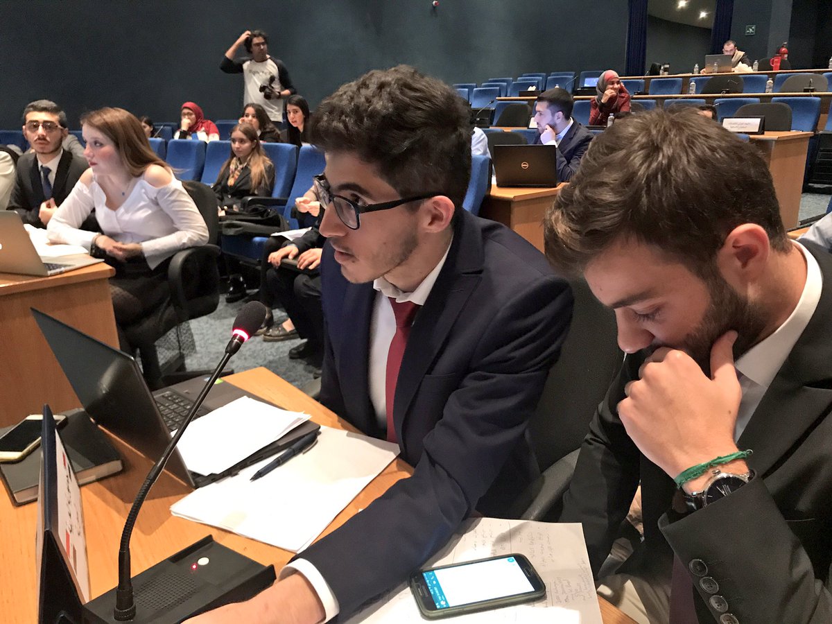 UNESCWA's tweet photo. The #ModelESCWA debate is now in full swing, w/ lively interventions and opinions on technological opportunities &amp; challenges in the #Arab region https://t.co/zjtAcMfT1E