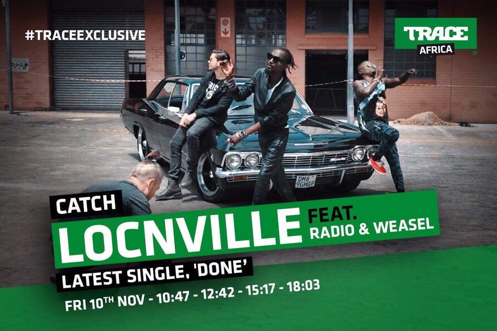 goodlyfdotnet's tweet photo. Few minutes to go live!! Turn on your channel @TRACE_Africa for #DONEVideoPremiere
#TRACEEXCLUSIVE
@Locnville ft @RadioandWeasel don't miss out!!
#10YearsOfRAW https://t.co/EuJWmfLPGT