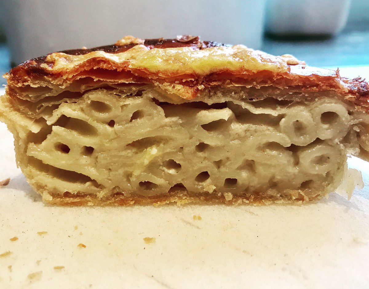 Mageestbakery's tweet photo. This could be deemed a little excessive.... but mac and cheese for #PieDay is a winner for the MSB team! #YourBakery https://t.co/ZoA4eciDcR