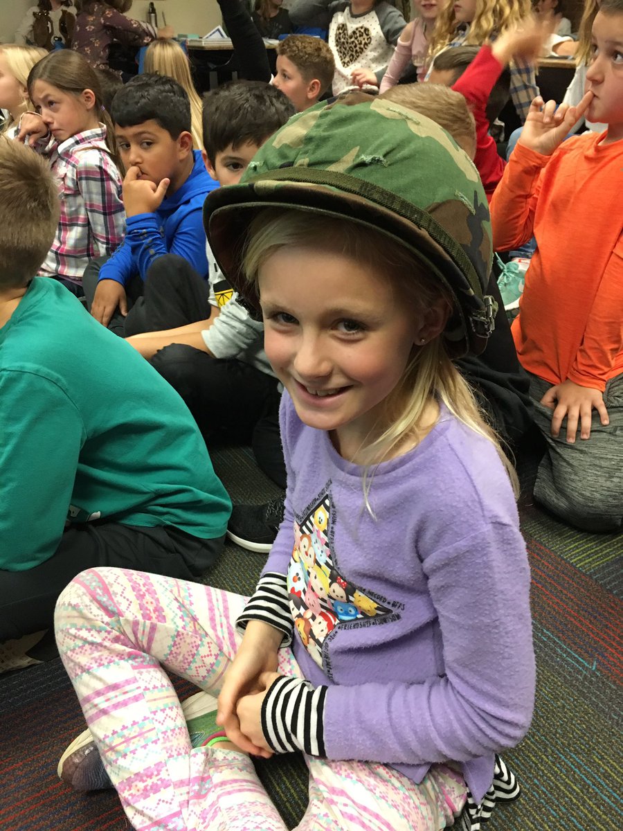 HollyMassard1's tweet photo. Students loved trying on military gear! Thanks Mr. Ruben! https://t.co/AT2pJJr1xn