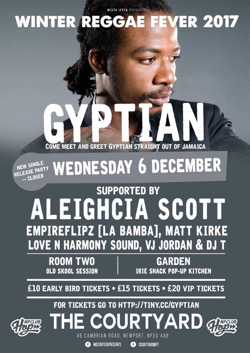 sean_venniel's tweet photo. Big Night.... looking forward to this one with @RealGyptian @AleighciaSings @DJRenoHD1 #Reggae #Newport https://t.co/er5lPEF2ff