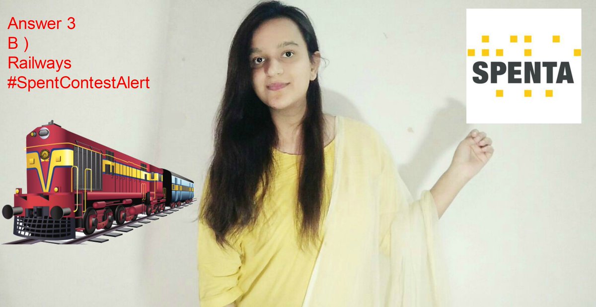 pavnisharma17's tweet photo. @spenta_corp Answer 3
B ) 
Railways
#SpentContestAlert @spenta_corp 
Join
@appie_appz 
@drarvindkumar 
@arorachirag57 
@jaidkaaarti 
@auk_sanejourno 
@MancunianMe https://t.co/XNAKNQIaKL