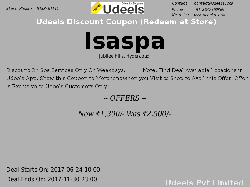UdeelsHyderabad's tweet photo. Now ₹1,300/- Was ₹2,500/- | Discount on spa services | #Isaspa | #BeautyPersonalCare | #JubileeHills | #Hyderabad
https://t.co/N2xtrTGzsk https://t.co/LtQqgQFwj0