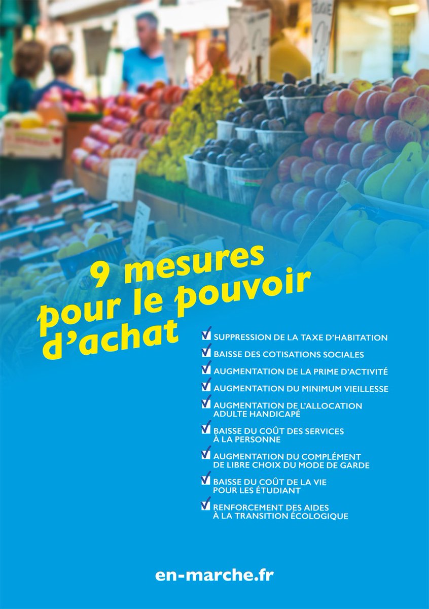 Renaissance_d22's tweet photo. 📣Nos 9 mesures-phare pour le pouvoir d’achat ! #onledit #onlefait @LaREM_AN 👍🏻
✅Taxe habitation 
✅Cotisations sociales
✅Prime activité
✅Minimum vieillesse
✅Allocation adulte handicapé
✅Services à la personne
✅Mode de garde 
✅Etudiants
✅Transition écologique https://t.co/DxwpIyZHSh