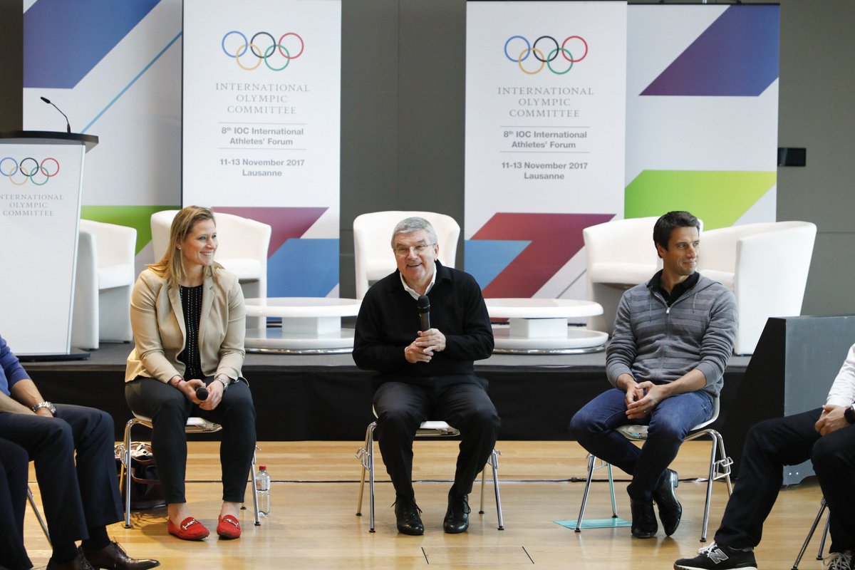 President Thomas Bach leading the discussion at the opening session of the 8th IOC International #AthletesForum. Follow the conversation #Athlete365