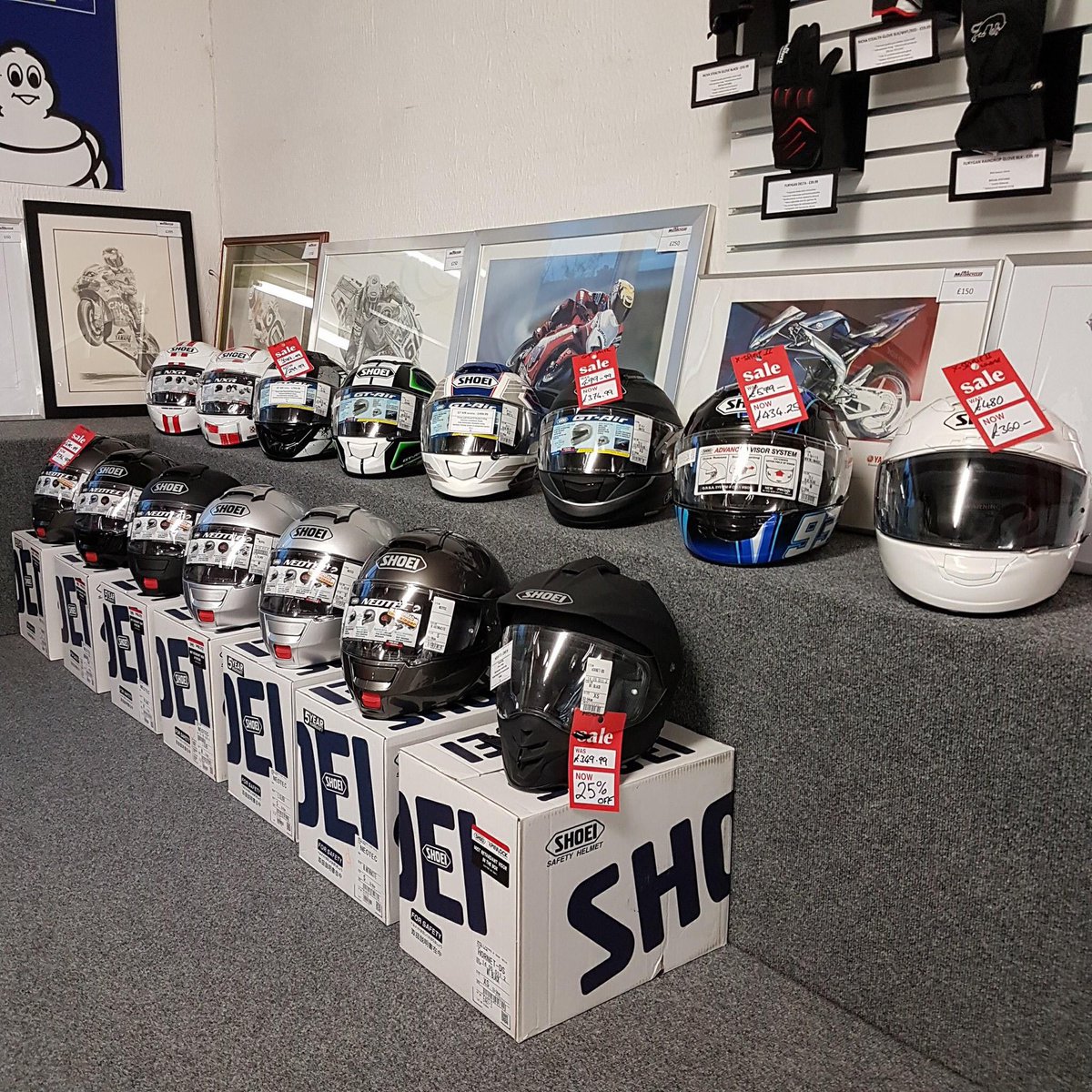 Reminder of our end of season sale.. Shoei and Shark helmets up to 25% off. Up to 50% on old colours! Be quick, in store deal only 😀👏🏼
