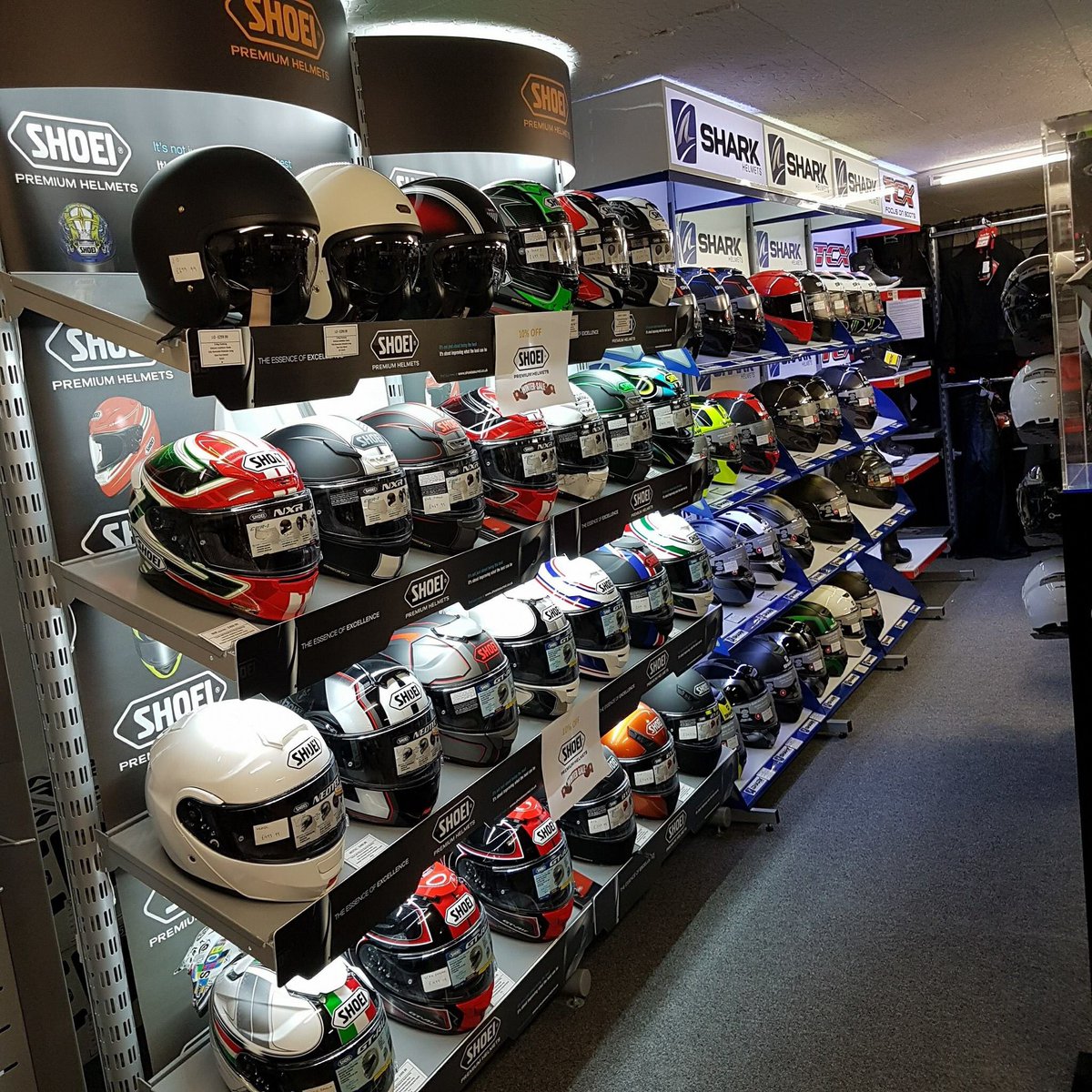 JLMotorcycles's tweet photo. Reminder of our end of season sale.. Shoei and Shark helmets up to 25% off. Up to 50% on old colours! Be quick, in store deal only 😀👏🏼 https://t.co/stmVpwZLOa
