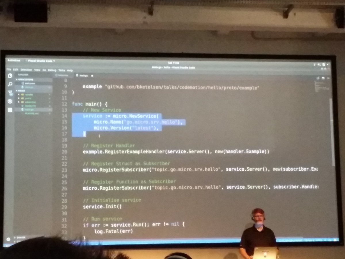 Thanks @bketelsen for letting me discover micro.mu #codemotion #livecoding #microservices #donetherightway #musttry