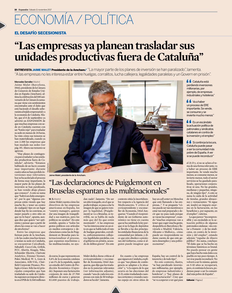 carlosblanco's tweet photo. Aunque a los que emprendedores de Catalunya nos jode leer esto, es muy coherente y real todo lo que dice @JaimeMalet en el @expansioncom de hoy. https://t.co/H2AX15h9Wr