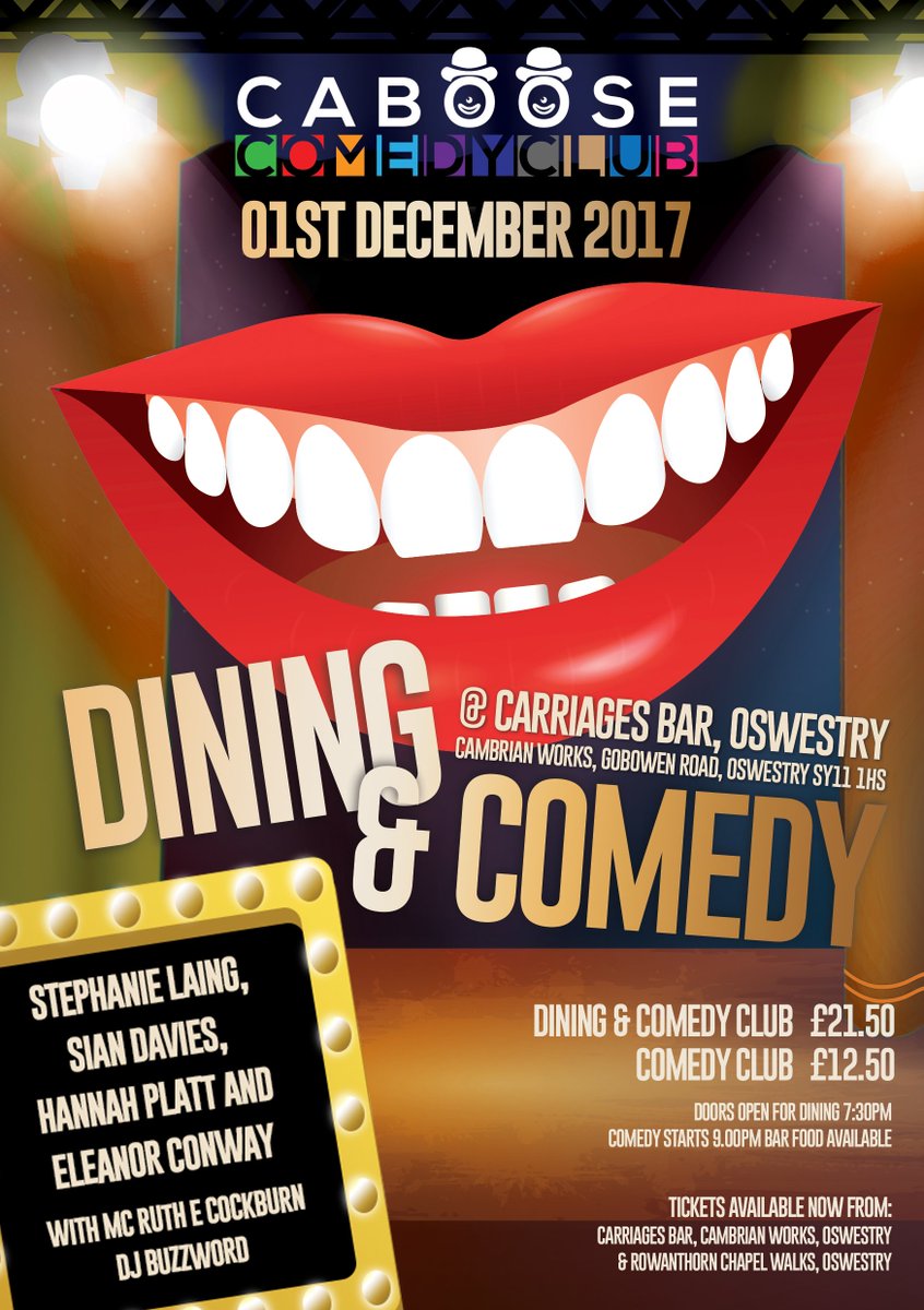 CabooseComedy's tweet photo. 1st Dec for next #standupcomedy @CabooseComedy at @carriagesbar #oswestry with #tapas #vinyl #humour https://t.co/Kz9lpap7Jx