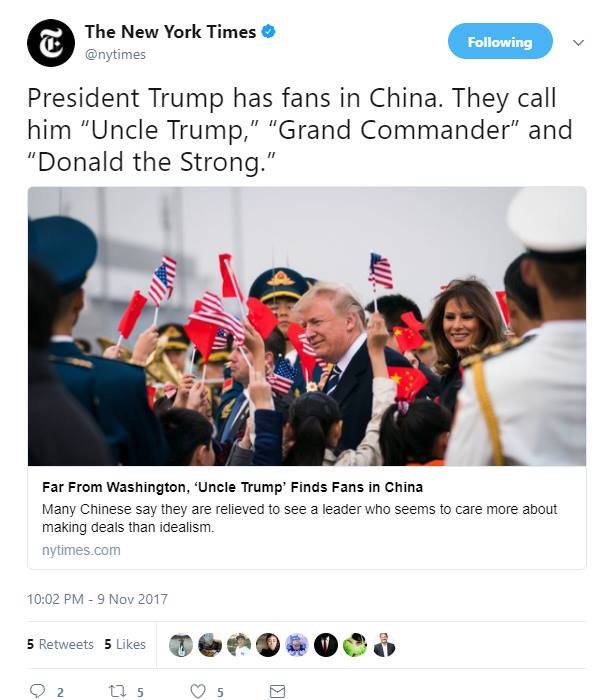 gratefuldoug's tweet photo. #LetsGetTriggered time! HEY Liberal America you should see how Asians are receiving the POTUS... are they more in love with America than you?  Like Uncle Donald would say “that’s just sad.“ 😢🧐😁 #ChinaLovesTrump Has Soros fueled demonicRATS🐀&amp; evil MSM poison YOUR patriotism?🤬 https://t.co/ox6V1S50nb