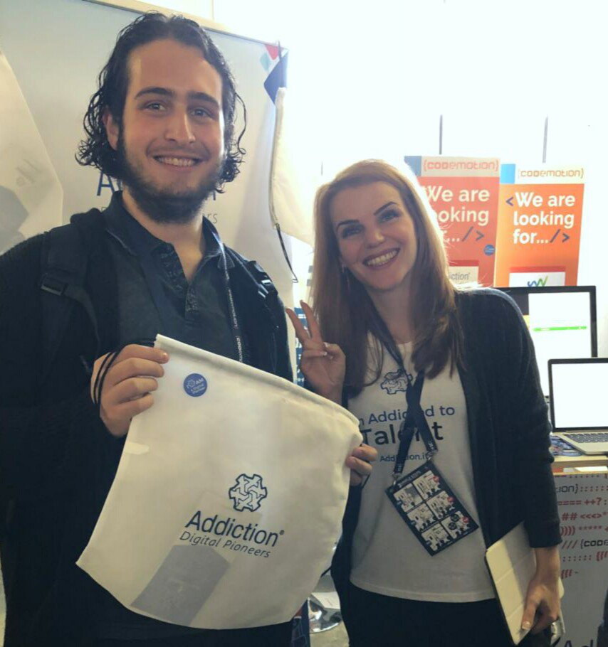 Addictiondp's tweet image. E tu a cosa sei #ImAddictedto? Scoprilo al nostro desk a #Codemotion! Ti aspettiamooo