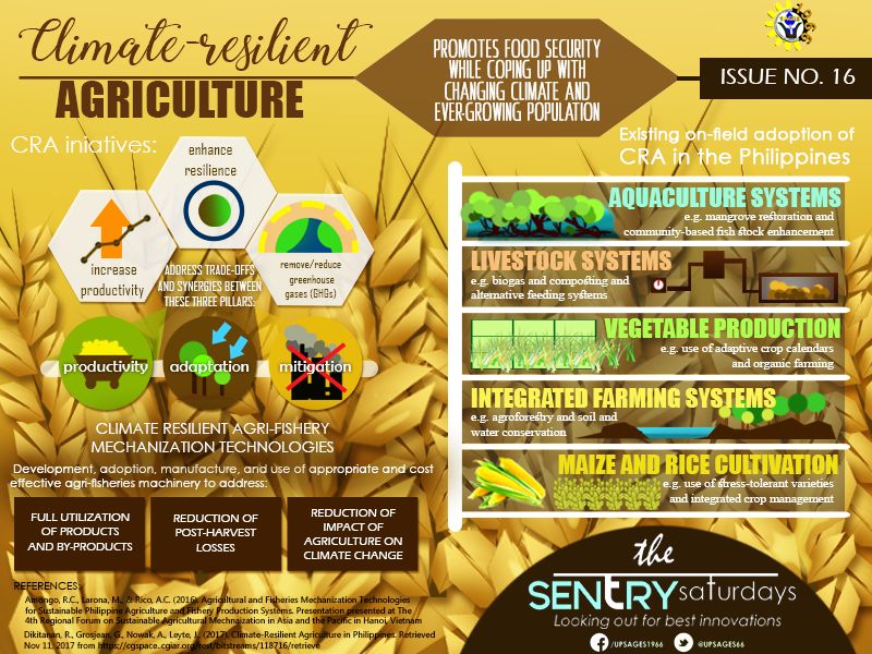 UPSAGES66's tweet photo. Get to know more about Climate Resilient Agriculture on our 16th issue of 'The Sentry Saturdays'.
Stay tuned and watch out for our 17th issue next week. :)
Our watch on ABE innovations never ends.
#TheSentrySaturdays
#51YearsofMovingEverForward
#UPSAGESat51
#PAEStiganVIII https://t.co/xMTm0YTEeT