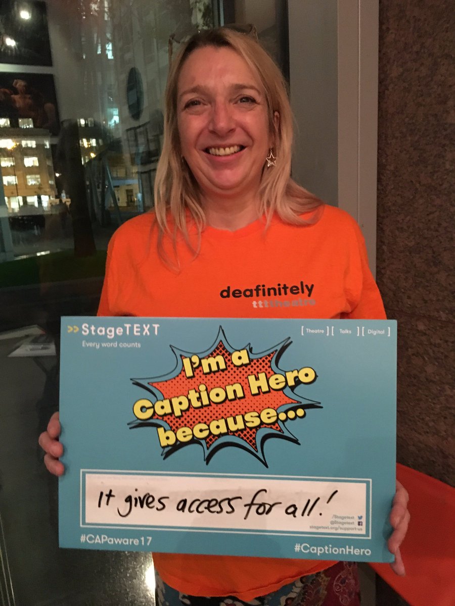Stagetext's tweet photo. We had some great photos sent through of a #captionhero or two who were at @newdiorama theatre last night! Thanks to everyone for supporting #CAPaware17 https://t.co/wDo18KUARf