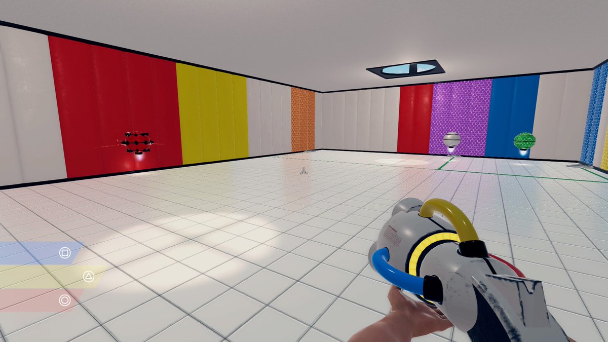 TheDazeel's tweet image. So far enjoying #Chromagun
Doesn’t try to hide it’s like Portal. 
Also reminds me a little of ‘Quantum Conundrum’.
-