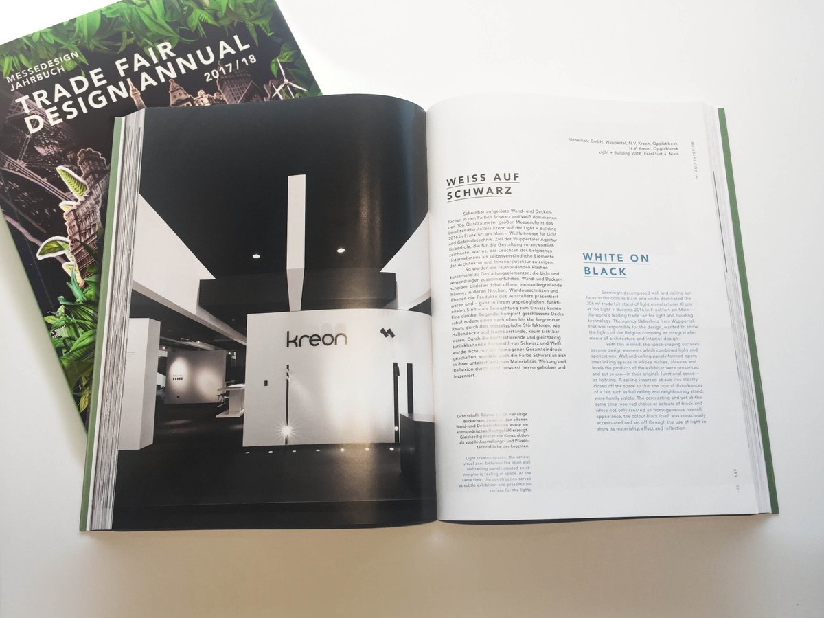 kreon's trade fair stand at Light + Building 2016 in Frankfurt am Main was mentioned in the Trade Fair Design Annual 2017/18! @aveditiongmbh