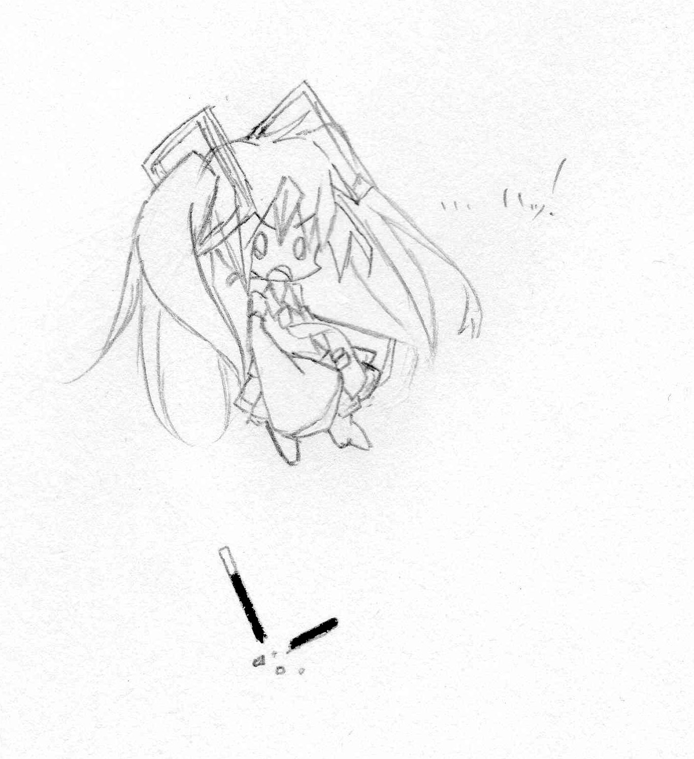 しう この日のネタです ポッキーなんか食べない Oo 我々には関係ないこと 相手はカイトにぃです Ooを想像して赤面してるミクちゃん ポッキーの日 ポッキーおえかき 初音ミクイラスト ちびキャラ