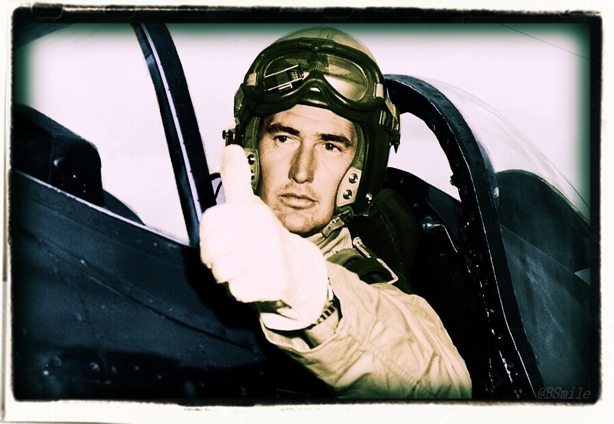 BSmile's tweet image. U.S. Marine fighter pilot Ted Williams in the cockpit of his Grumman F9F Panther Jet during the Korean War #USMC #MLB #VeteransDay