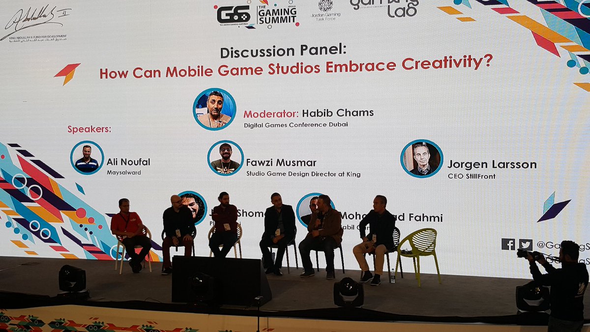 as3adya's tweet photo. Habib Chams moderates a panel of Arab #gamdev champion and leaders on creativity in the industry at @GamingSummitJO
#gamingsummitjo #innovativejo #jo
#IndieGameDev https://t.co/eheMS6O4BW