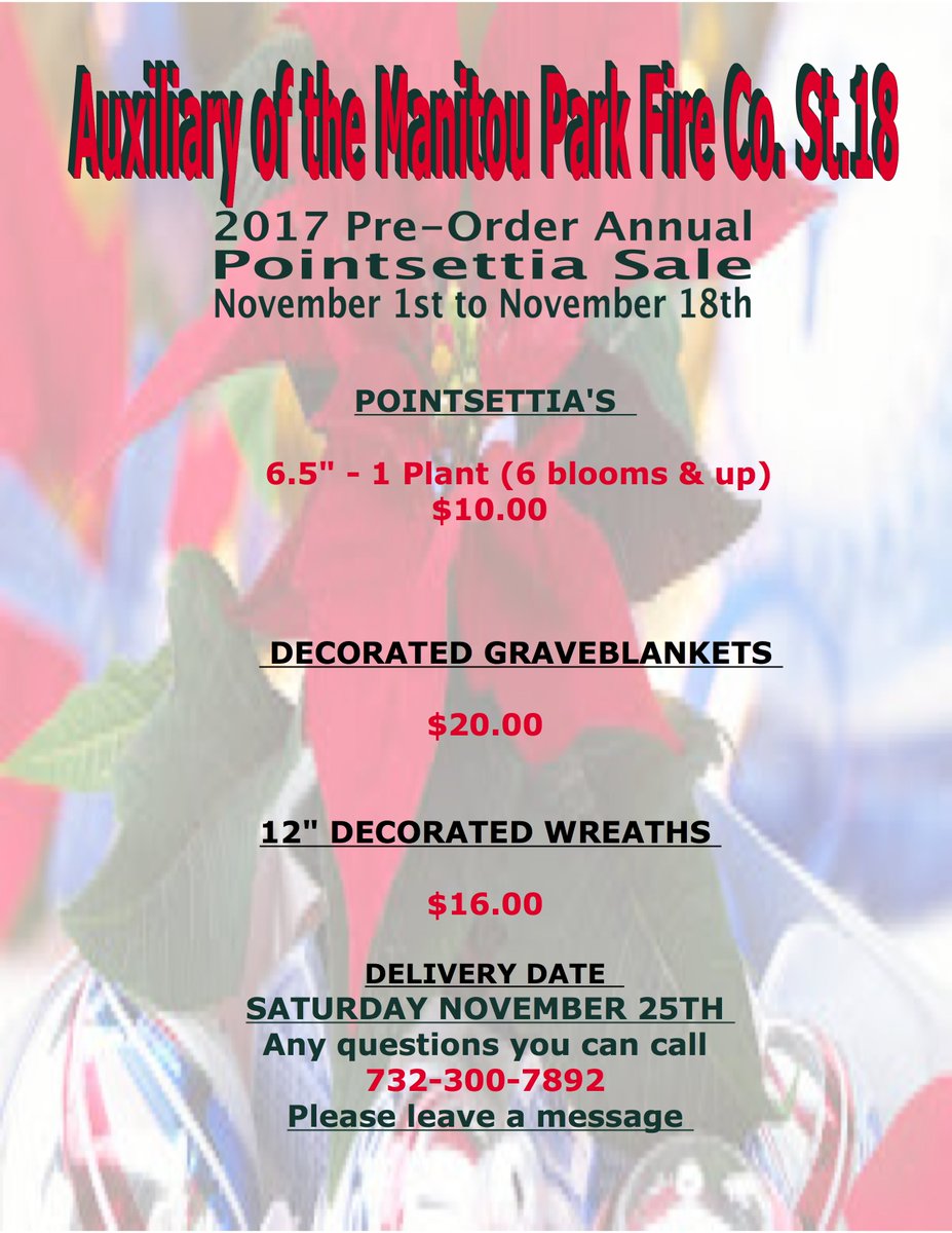 Taking orders until Nov.18th