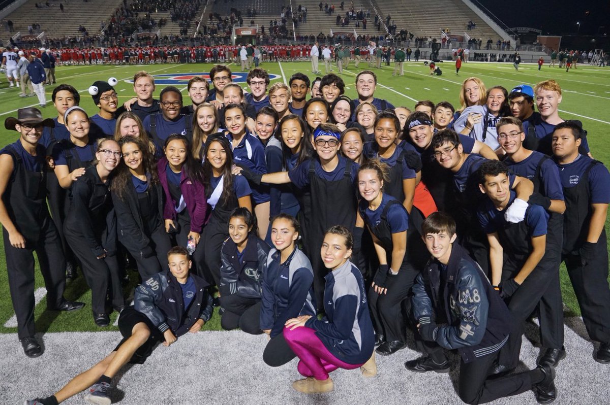 WoodlandsStuCtr's tweet image. College Park Cavalier Marching Band, Twirlers &amp;amp; Color Guard Seniors at final HS football game.