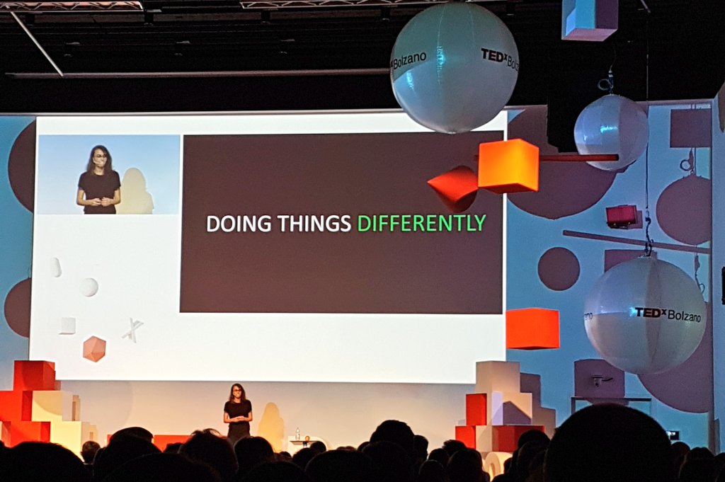 Doing things differently! Feel the fear, but do it! <a href="/Kri_VdB/">Kristel VandenBergh</a> #TEDxBolzano