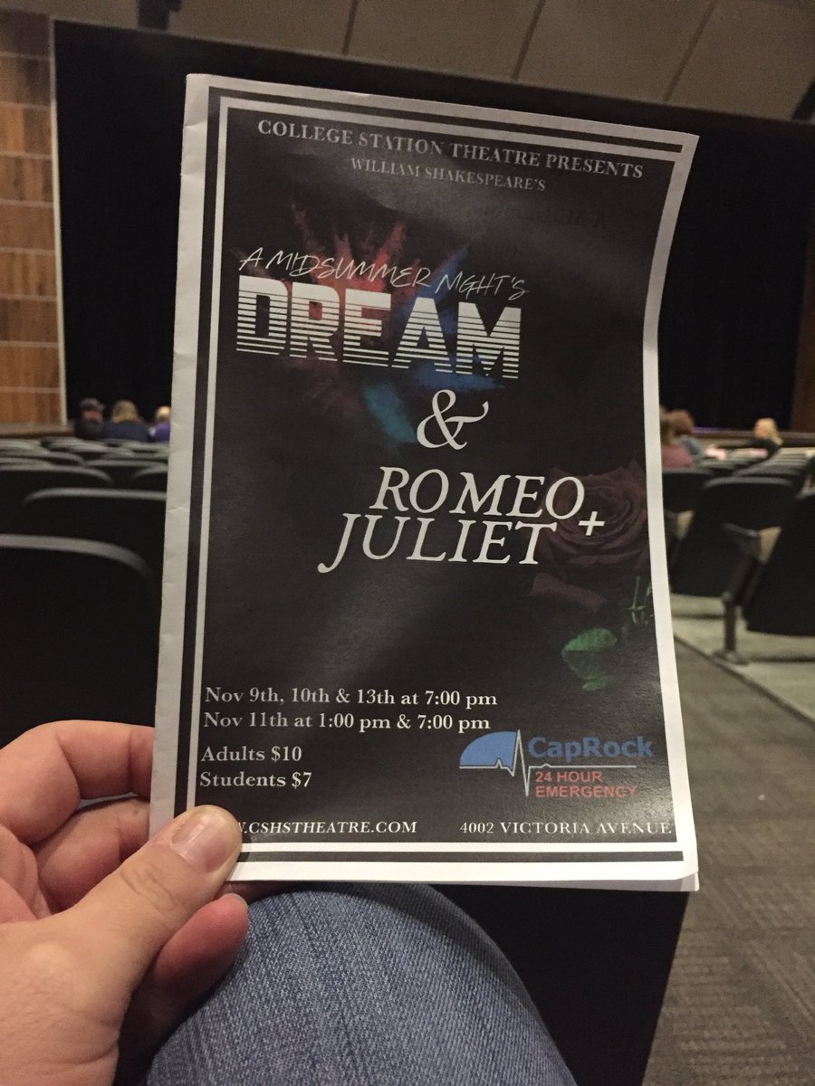 csouthard96's tweet photo. Looking forward to @CSHS_Theatre_ production of Shakespeareโs A Midsummer Nightโs Dream & Romeo and Juliet. #cshstogether https://t.co/bvEzZkHkv0