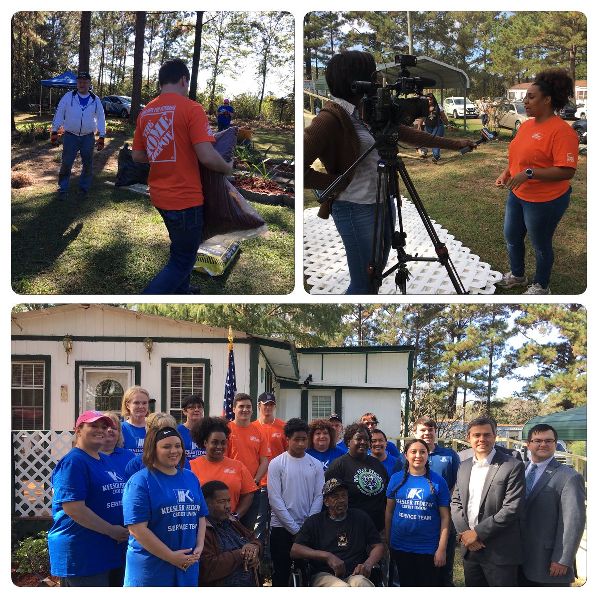 HarigBlaine's tweet photo. On #VeteransDayWeekend2017 @toby_barker @KeeslerFed @TeamDepot @PHHTweet @leagueofcities #CHOOSETOSERVE Veterans like Mr. Holliman &amp; Mr. Evans w/ home repairs &amp; modifications so they can age in place in their own homes in @Hattiesburg_MS. https://t.co/BrBdhD5xF5 https://t.co/cz4UyAsuRj