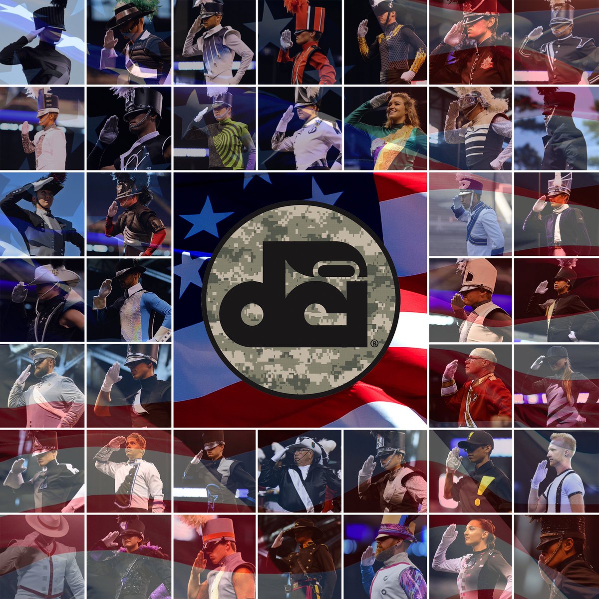 Just as drum corps members wear uniforms of many styles and colors, so have our nation's military veterans. DCI proudly salutes them all! To all of the men &amp; women who have served &amp; continue to serve in the Armed Forces, on #VeteransDay &amp; every day, we thank you for your service.