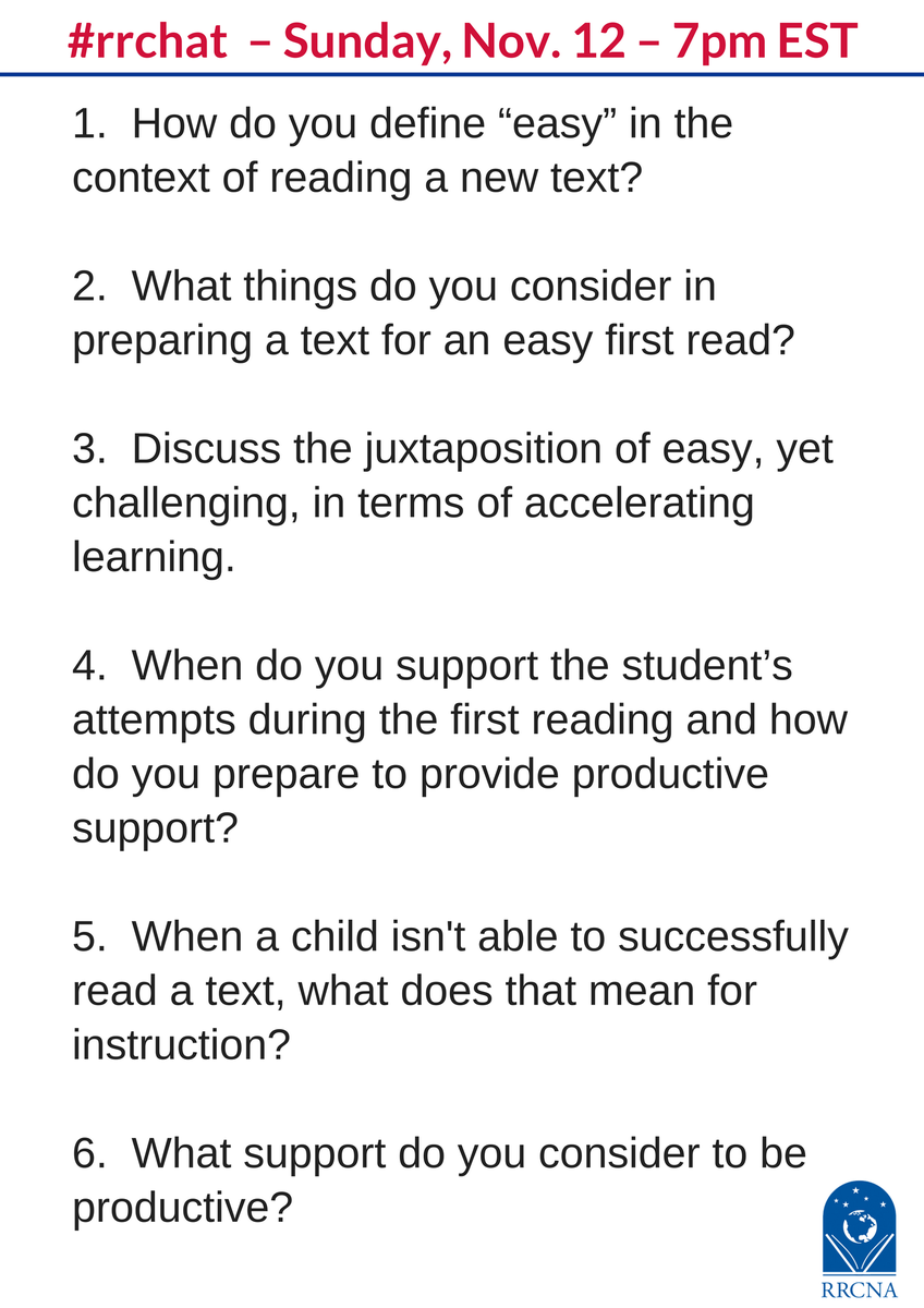 mylitcouncil's tweet photo. Here are questions for this Sunday's #rrchat with Pam Grayson. Don't miss out on this opportunity for PD with your colleagues.  7pm EST https://t.co/8DmG7JTEuv