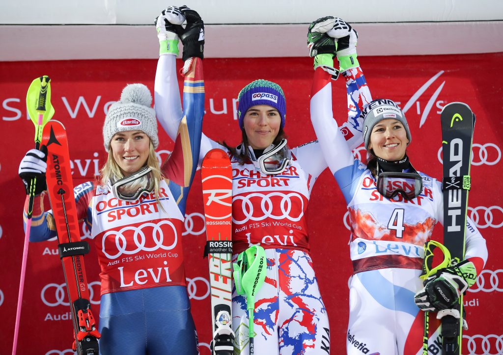 shiffrinfanclub's tweet photo. #WorldCup podium number 45 for @MikaelaShiffrin at @worldcuplevi today (2nd place)! Great start into the #slalom season and congrats to Petra Vlhova. Next stop: Killington, USA! #slalomtime #chasingreindeer #teammikaela https://t.co/SkUQrdjl2v