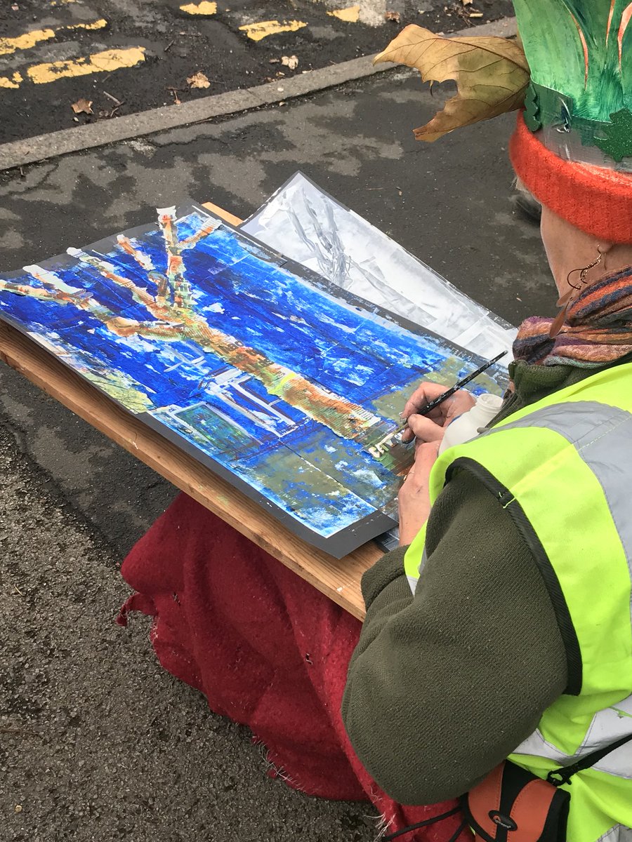 BlueLineSheff's tweet image. #WW1PaintOff on Western Road - some wonderful art pieces to celebrate Western Road memorial #SheffieldTrees