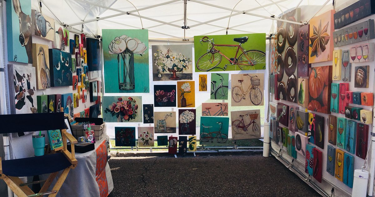heatherbaumbach's tweet photo. Open for business at Three Rivers Art Festival in Covington, LA- find me in booth 540 https://t.co/hDzEwi0AII