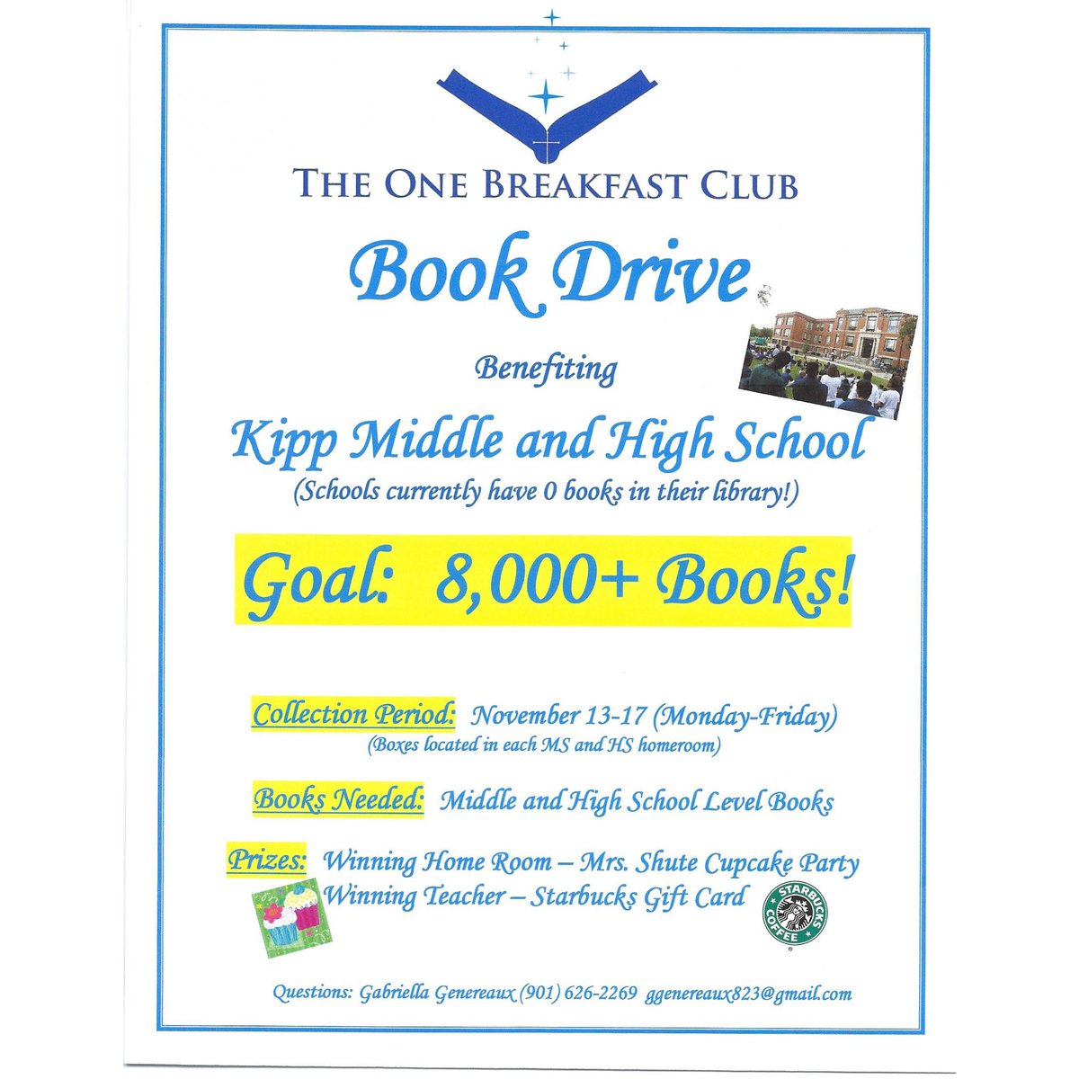 ecs_eagles's tweet photo. ECS! #TheOneBreakfastClub needs your help to reach their goal of 8000 books to fill Kipp Middle/High School’s empty library! #ecsgenerosity #abound https://t.co/grI9SY3qNg