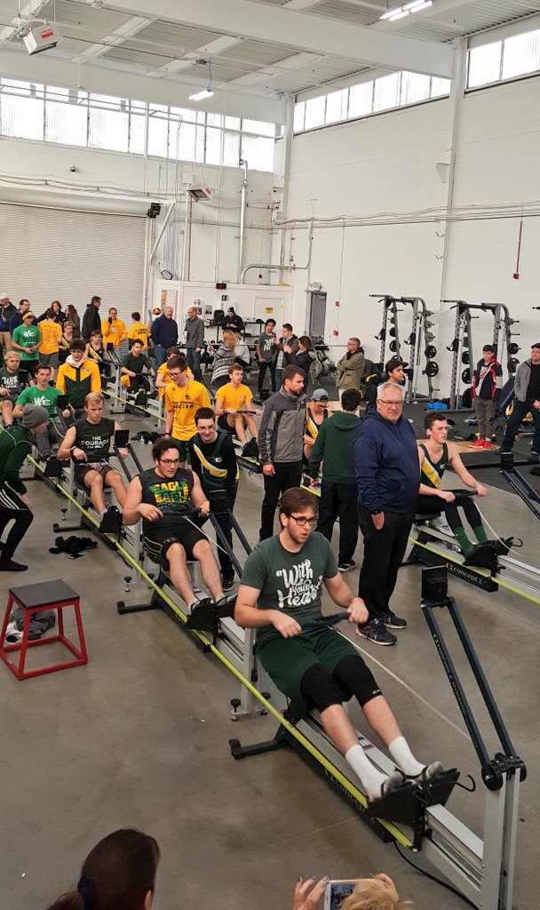 StEdsCrew's tweet photo. The inaugural Green &amp; Gold Regatta moved indoors due to the frigid temperature, but team and individual showdowns were plentiful nevertheless. Strong work by all! Congrats to Team Green with the win!! https://t.co/3I17ZzvYVQ