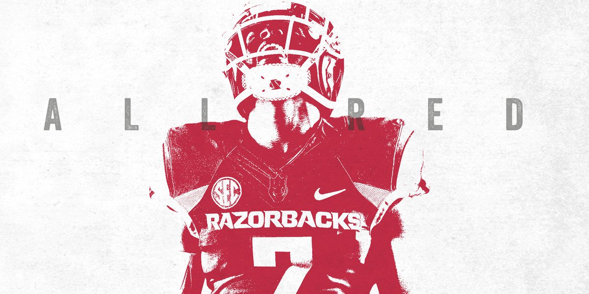 SWCfootballNow's tweet photo. Interesting, wore all red in week 11 last year too. @RazorbackFB: ALL red today.
#TakeTheBoot https://t.co/S8ldPtgqkz